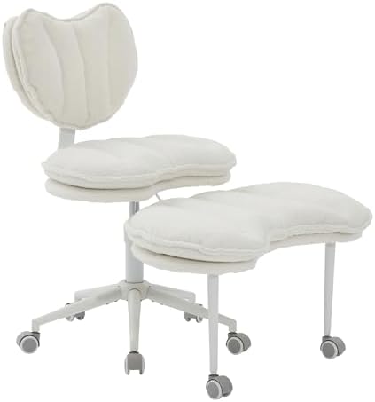 Cross Legged Office Chair, Swivel Footstool & Memory Foam Seat