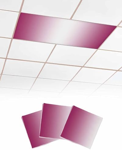 Rose Red Magnetic Fluorescent Light Covers for Ceiling Lights 2 x 4 Feet,White Gradient Minimalist Geometric Aesthetics Office Classroom Kitchen Drop Ceiling Light Covers Lighting Filter Shade 3 Packs