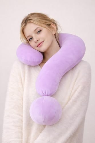 EVOLIVE Question Mark Neck Pillow 15"x24" Velvet Ergonomic Support Lavender
