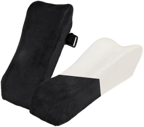 THARAHT 2pcs Ergonomic Black Suede Memory Foam Office Chair Armrest Pillow Anti Slip Adjustable Office Games Home Wheelchairs