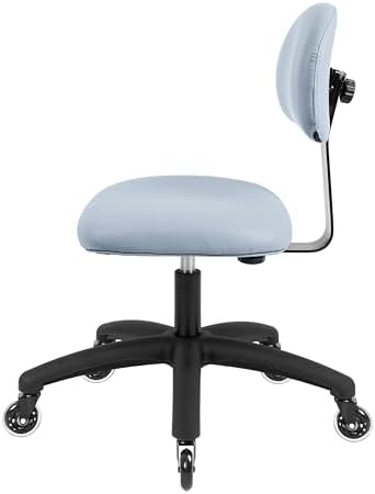 FSS Series Square seat Low (18"-23") seat Height Chair. Vinyl-for Office, Garage, Desk, Shop, Computer, Doctor, Medical, Easy to Clean! NO Footring (Gray, Low, Rubber Roller Casters)