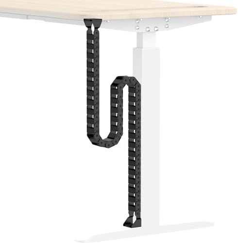 Standing Desk Cable Management Spine - Under Desk Cable Management Snake with Magnetic Mount, Flexible PA66 Nylon Vertebrae Cord Organizer Raceway, Adjustable Length for Office, Gaming, Sit-Stand Desk
