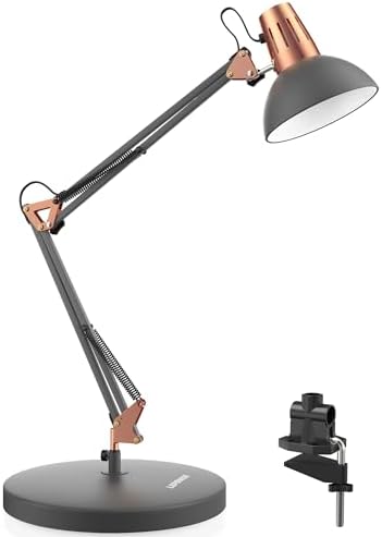 LEPOWER Metal Adjustable Desk Lamp with Clamp, Swing Arm for Home Office