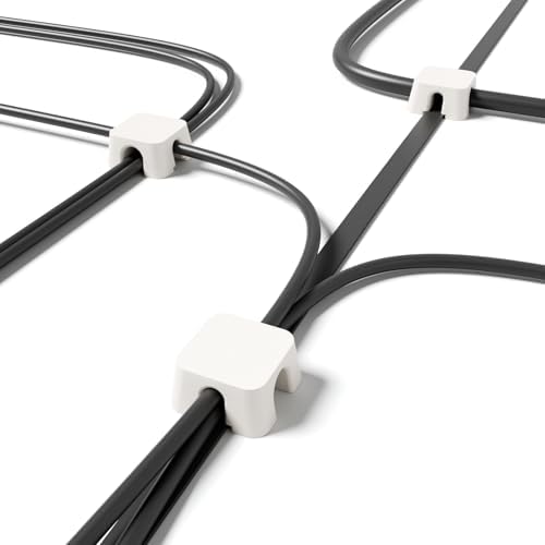 Magnetic Cable Organizer – Desktop Multipurpose Cord Keeper & Cable Management Clip for Home & Office (White Block 20Pcs)