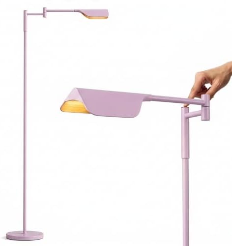 Brightech Leaf Pharmacy LED Reading Lamp, Dimmable Floor Lamp with Easy Rotation Over Chair or Desk for Living Rooms & Offices, Adjustable Standing Tall Lamp, for Sewing & Crafts - Matte Pink