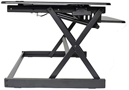 Rocelco 40" Large Height Adjustable Standing Desk Converter - Quick Sit Stand Up Dual Monitor Riser - Gas Spring Assist Computer Workstation - Retractable Keyboard Tray - Black (R DADRB-40)