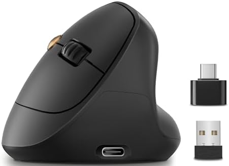 Ergonomic Vertical Wireless Mouse, 57°, Small/Medium Hands, Black