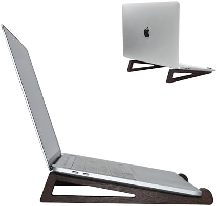 Bamboo Laptop Stand for Desk – Ergonomic, Space-Saving, Lightweight Stand for Laptops, iPads, and Tablets (Brown)