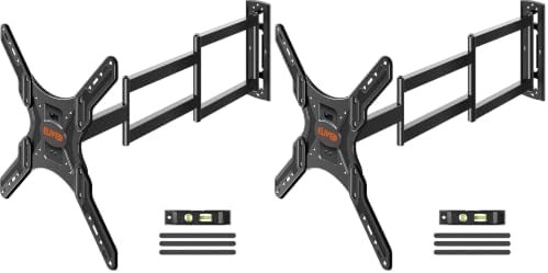 ELIVED Long Arm TV Wall Mount for Most 26-65 Inch TVs, 37.4 Inch Long Extension TV Mount Swivel and Tilt, Max VESA 400x400mm, Full Motion Wall Mount tv Bracket Holds up to 77 lbs. (Pack of 2)
