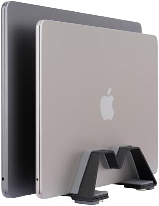 Adjustable Dual Vertical Laptop Stand - Supports 2 Devices Holder, Fit for All Laptops(10-30mm Thickness) - Fashion Design, Adjustable Width, Anti-Slip & Scratch-Resistant, Patented Design