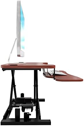 VERSADESK PowerPro Elite 40” x 24" – App Controlled Electric Standing Desk Converter w/USB Charging Port. Raises up to 20”. Fully Assembled – Includes LED Lights. Supports 80 lbs. – Cherry