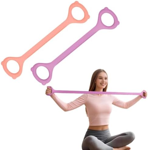 Figure 8 Resistance Bands 2 Pack, Silicone Anti-Slip for Yoga