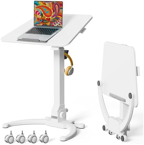 JOY worker Foldable Standing Desk on Wheels, Mobile Adjustable Laptop Desk