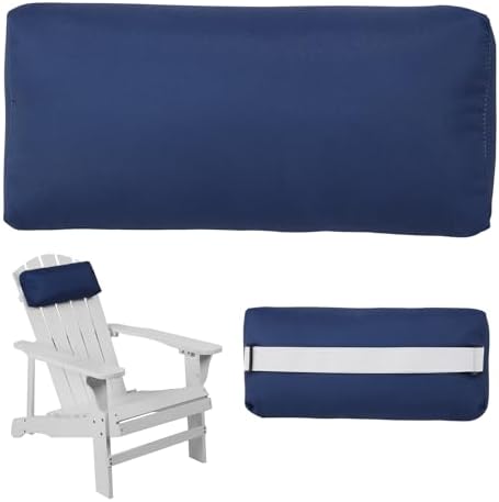 Headrest Pillow for Patio Chaise Lounge Chair, Outdoor Chaise Pillows with Adjustable Elastic Stripe Head Resting Pillows for Recliner Office Chair, Dark Blue