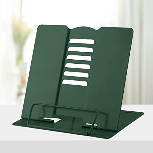 Honagu Metal Desk Book Holder, Adjustable Hands Free Holder for Cookbooks, Documents, Music Books, Textbooks, Tablets, Ipad (Military Green)
