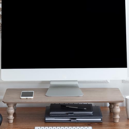 Anji Mountain Monitor Stand for Desk - Desktop Organizer & Laptop Riser, Ergonomic Monitor Riser, Space-Saving, Durable, Easy Assembly & Ideal for Home & Office,Biscotti, 24-Inch, Classic