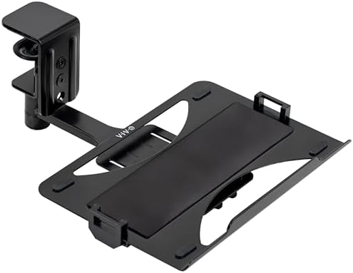 VIVO Clamp-on 12 x 9 inch Rotating Laptop Tray, Extra Sturdy Single Desk Swivel Clamp, Ergonomic Typing, Black, MOUNT-LAP1CB