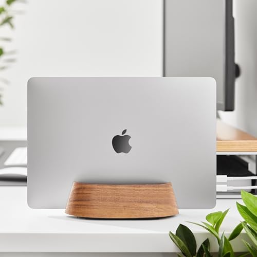 HumanCentric Vertical Laptop Stand in Black Walnut Wood, Adjustable