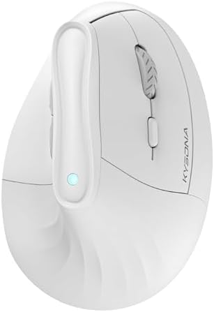 KYSONA Ergonomic Mouse Wireless, Bluetooth Vertical Mouse, 5-Level Adjustable DPI, 2.4G Silent Switch Mice for Windows, MacOS, IPadOS, Laptop, PC, White