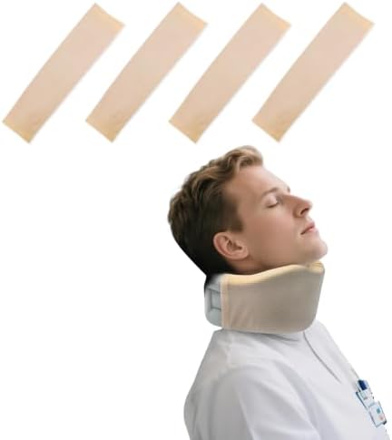 4 Piece Cervical Support Sleeve, Breathable Dustproof Cervical Support Sleeve, Elastic Soft Neck Brace Covers - For Men and Women, Suitable for Sleep Work Daily Use (Skin)