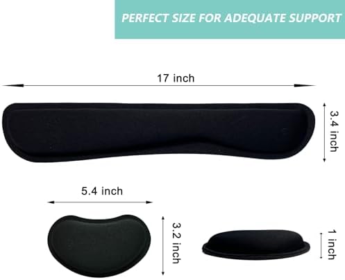 Keyboard Wrist Rest Mouse Wrist Support Set, Memory Foam Wrist Rest Pad for Computer Laptop Keyboard Mouse, Ergonomic Wrist Cushion Support for Typing Pain Relief, Gaming Home Office, Black