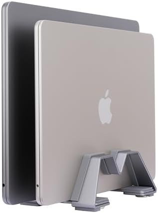 Adjustable Dual Vertical Laptop Stand - Supports 2 Devices Holder, Fit for All Laptops(10-30mm Thickness) - Fashion Design, Adjustable Width, Anti-Slip & Scratch-Resistant, Patented Design