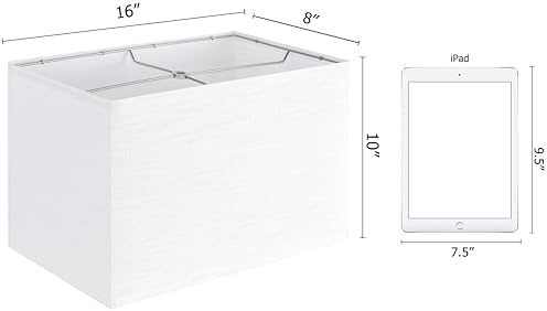 GO&SO Large White Rectangle Lamp Shades Set of 2,W 8"×L 16"×H 10" Decor