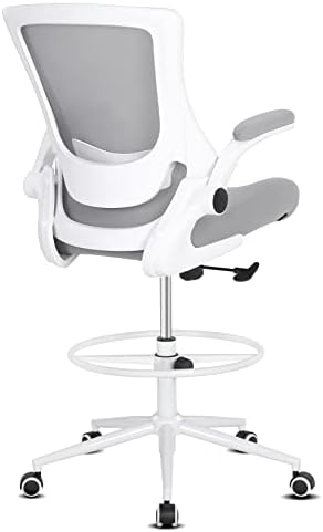 Misolant Tall Office Chair, Drafting Chair for Standing Desk, High Office Chair with Adjustable Lumbar Support, Flip-up Arm and Footrest Ring, Tall Drafting Chair for Bar Height Desk