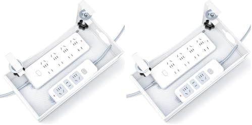 Extra Wide Under Desk Cable Management - 7inch No Drill Installation Cable Management Tray, Clamp/Screw Mount Desk Cable Management, Cable Management Tray for Office, Home((White, XL) (Pack of 2)