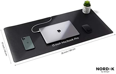 Nordik Leather Desk Mat - Cork Pebble Black - Leather Desk Pad 35x17 in