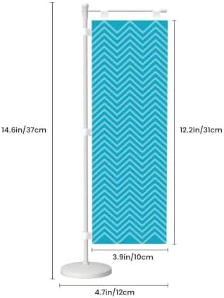 Green and Blue Chevron Deluxe Desk Flag Set, 12 x 4 Inch Miniature Table Flag with 14" Pole & Stand Base