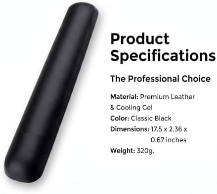 Leather Keyboard Wrist Rest with Gel Support, Black, 17.5 Inches