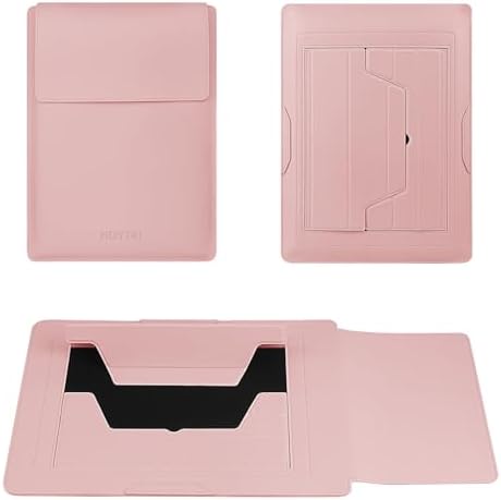 HoYiXi 13.3'' /13.6'' Laptop Sleeve Case PU Leather with Stand Compatible with MacBook Pro 14/MacBook Air 13(M1 M2)/ASUS Vivobook 14/Dell XPS 13/ASUS Matebook,13-14'' Laptop Bag,Pink