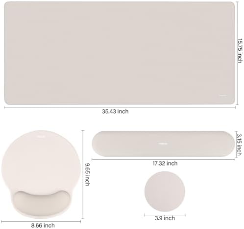 MOSISO Wrist Rest for Mouse Pad Set, Large Gaming Deskpad, Stone Gray