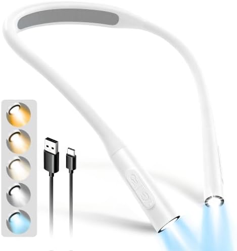 Glocusent Neck Book Light, Rechargeable Neck Lights for Crafts Reading