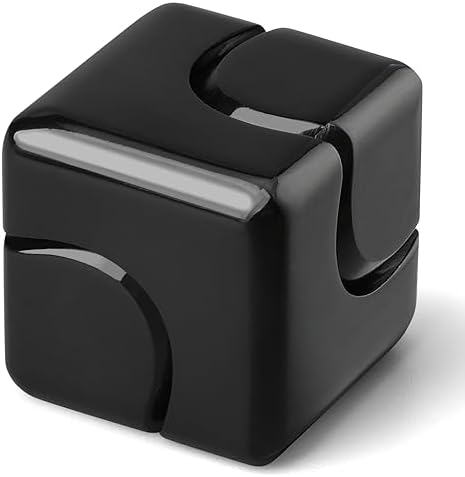 Dilabnba Fidget Spinner Toys Cube for Kids Adults, Metal Fidget Block Sensory Focus Toy Valentine Gift, Transformable Finger Stress Relief Easter Stuff EDC Desktop for Boy Girl Teens Men(Black)