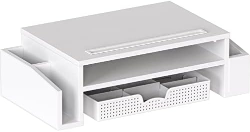 Simple Houseware Desk Monitor Stand Riser w/ Adjustable Tray, White
