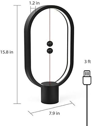 Allocacoc Heng Balance lamp, DesignNest, Switch on in mid-air, USB Powered LED Table lamp, Warm Eye-Care Designer Desk lamp, Contemporary Soft Light, Office, Home, Dorm, Bedside (Black)