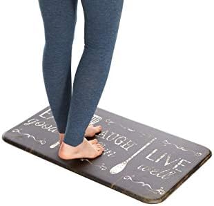 J&V TEXTILES Anti Fatigue Cushioned Comfort Mat, Ergonomically Durable, Supportive, Padded, Thick and Washable, Stain-Resistant, Kitchen, Garage, Office Standing Desk Mats (Eat Laugh Live)*