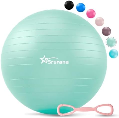 Exercise Ball - Anti-Burst Yoga Ball for Pilates, Pregnancy & Core Stability - Ergonomic Office Desk Ball Chair & Physical Therapy Equipment, Quick Pump Included