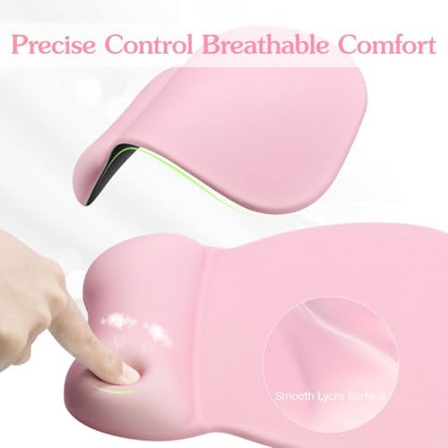 Office Mouse pad with Gel Wrist Rest, 9.2 x 8.1 in, Pink