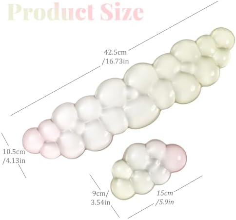 Gel Keyboard Wrist Rest Cloud Set, Clear Ergonomic Wrist Support and Arm Support Keyboard Rest for Typing Pain Relief, with Non-Slip Soft Washable Wrist Rest(Yellow Pink)