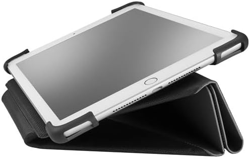 Insignia FlexView 10" Universal Folio Case (Black) with Active Stylus for iPad (White) – Adjustable Stand, Protective Cover, Touch Precision Pen