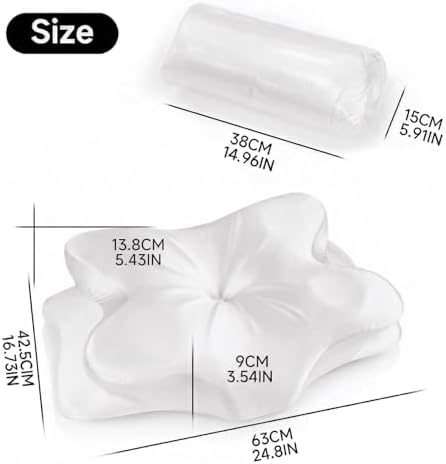 2-Pack Cervical Neck Pillow for for Neck Support,Ergonomic Memory Foam Contour Pillow with Wrinkle-Resistant Silky Satin Fabric Cover,Orthopedic Bed Pillow for Side,Back,Stomach Sleepers,White