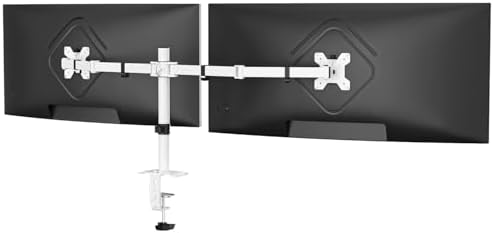 Suptek Dual Monitor Desk Mount, Adjustable Dual Monitor Arm for 2 Monitor Screens up to 43 inch, 15.75" Pole Monitor Stand for Desk, Holds up to 22 lbs,White(MD9442LW)