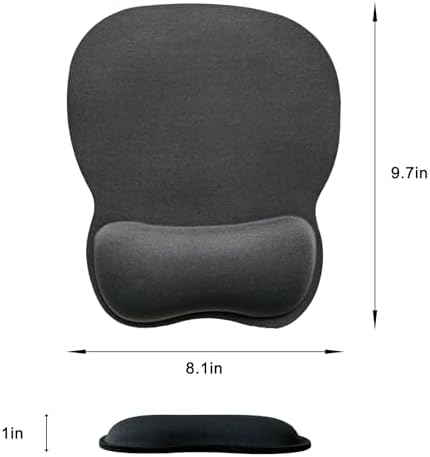 Mouse Pad with Wrist Support, Ergonomic Mousepad with Comfortable Memory Foam Wrist Rest Cushion, Relieve Wrist Pain, Non-Slip Rubber Base Gaming Mice Pad for Home Office Computer Laptop, Grey
