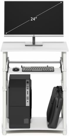 Furinno Home Desk, 23.6 Wide Gaming Desk with Keyboard Tray, Open Shelf Laptop Notebook Computer Desk, Office Desk for Home Office, Study Room, Dorm, Bedroom, White