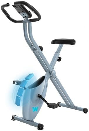 BARWING Stationary Exercise Bike for Home Workout, 5 IN 1 Foldable Indoor Cycling Bike for Seniors, 350LB Capacity, 16-Level Magnetic Resistance, Seat Backrest Adjustments