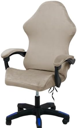 Gaming Chair Cover Set with Armrest Covers, Velvet Stretch Slipcover 1-Piece Form Fit Cover & Chair Armres Covers Included（no Chair） (Champagne Gray)