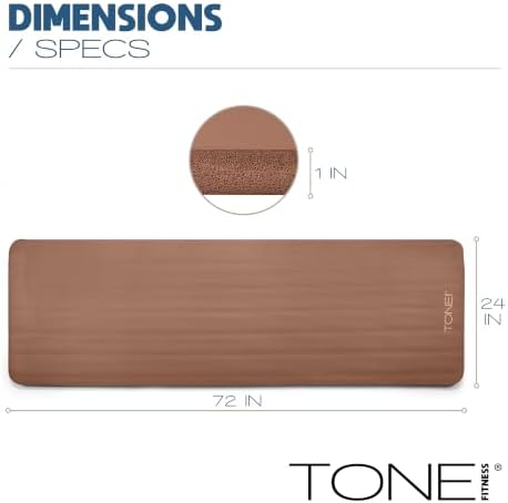 Tone Fitness 1" Extra Thick Yoga Mat, Exercise & Pilates Mat with Strap